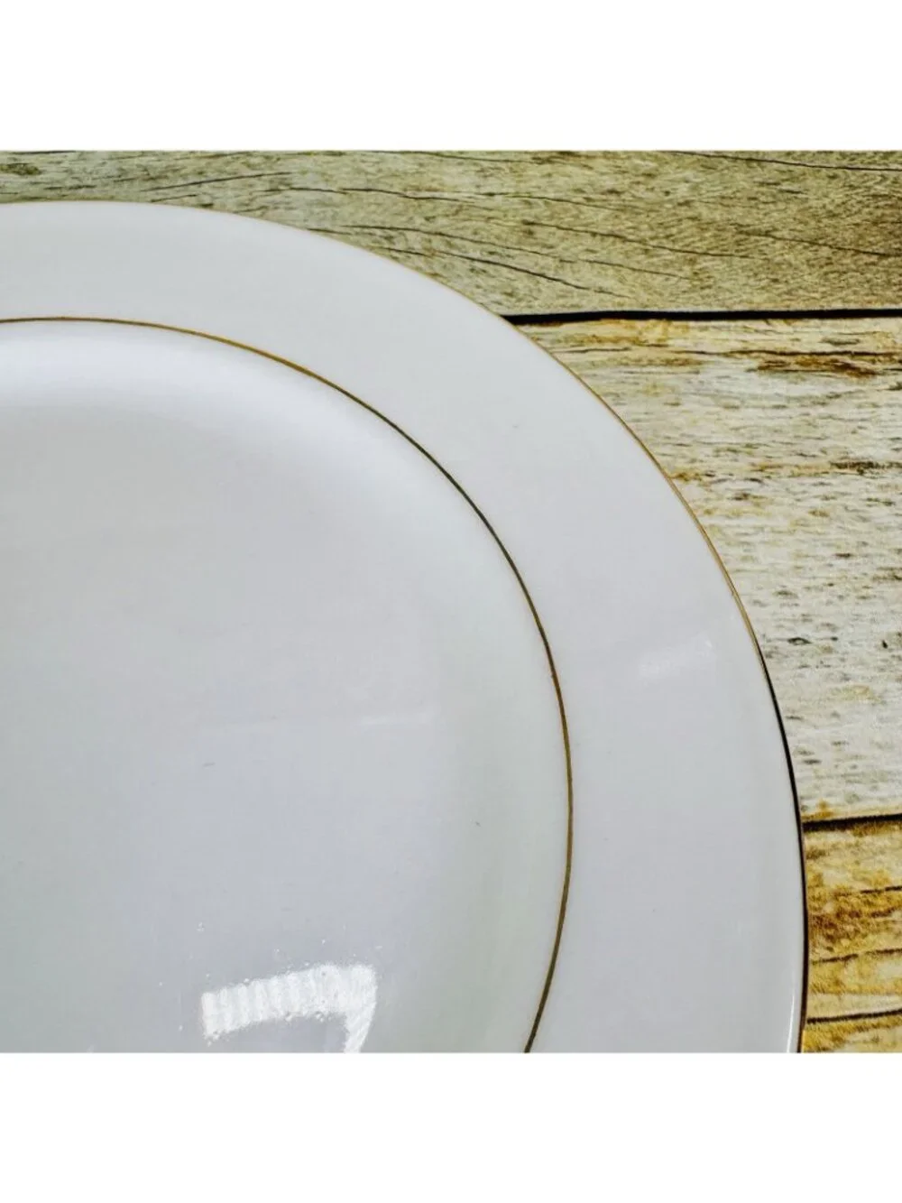 Vintage Kmart ELEGANT GOLD White Gold Trim Rim Porcelain Salad Plates Set of 4